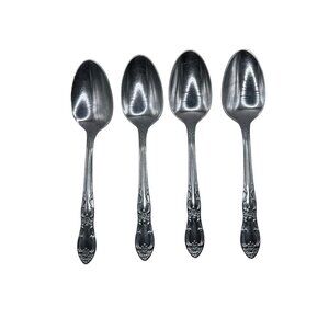 Oneida Venus Stainless Steel Floral Design tea Spoons Set Of 4 scroll